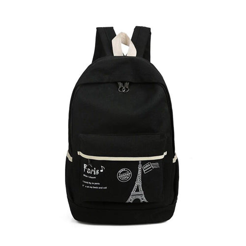 Eiffel Tower Print Backpack Black