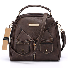 AnnaMouler Double Zipper Messenger Bag Khaki