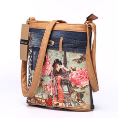 Patchwork Eiffel Tower Shoulder Bag Khaki