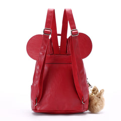 Lovely PU Leather Solid Type Backpack Red