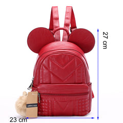 Lovely PU Leather Solid Type Backpack Red