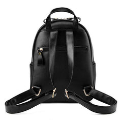 AnnaMouler Vintage PU Leather Rivet Backpack Black