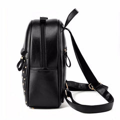 AnnaMouler Vintage PU Leather Rivet Backpack Black