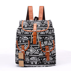 New Bohemian Chic Type Backpack Elephant Black