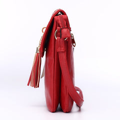 New AnnaMouler Double Zipper Shoulder Bag with Tassel Red
