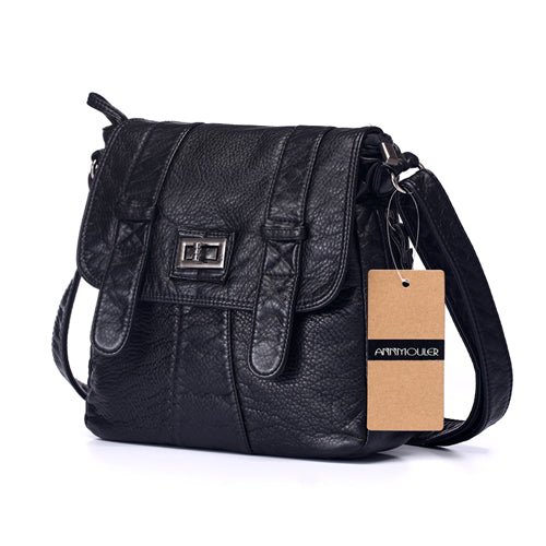 High Quality Multi-pocket Flap Shoulder Bag Black