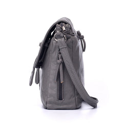 PU Leather Multi-Pocket Shoulder Bag Grey