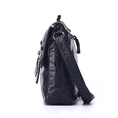 PU Leather Multi-Pocket Shoulder Bag Black