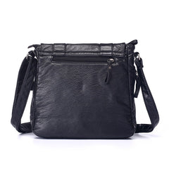 PU Leather Multi-Pocket Shoulder Bag Black