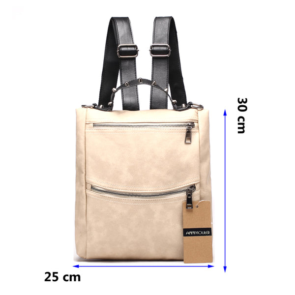 AnnaMouler Multifunctional Daypack School Bag Beige