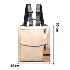 AnnaMouler Multifunctional PU Leather Backpack Beige