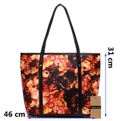 Large FLoral Printed PU Leather Shoulder Bag Orange