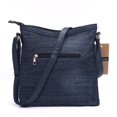 AnnaMouler Cartoon Printed Denim Shoulder Bag Blue