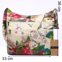 AnnaMouler Bohemian Style Double Zipper Sling Bag Beige