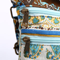 AnnaMouler Bohemian Style Double Zipper Sling Bag Green
