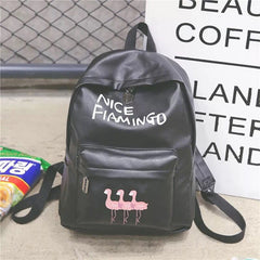 AnnaMouler Flamingo Print  School Bag for Girls Grey
