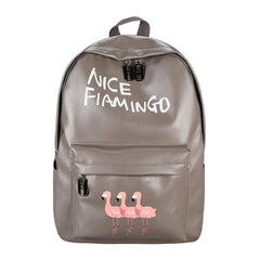 AnnaMouler Flamingo Print  School Bag for Girls Grey
