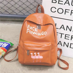 AnnaMouler Flamingo Print  School Bag for Girls Grey