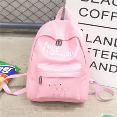 AnnaMouler Flamingo Print  School Bag for Girls Grey