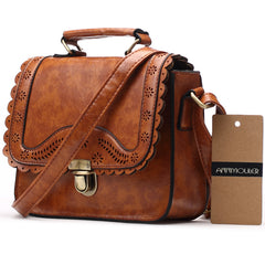 Retro Hollow Out Lace Shoulder Bag Brown