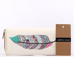 AnnaMouler Leather Floral Print Long Size Wallet
