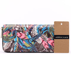 AnnaMouler Leather Floral Print Long Size Wallet