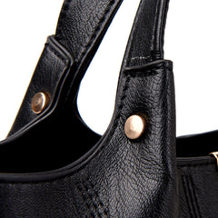 Large Capacity PU Leather Tote Bag Black