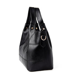 Large Capacity PU Leather Tote Bag Black