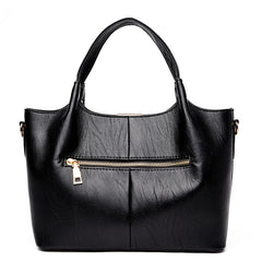 Large Capacity PU Leather Tote Bag Black