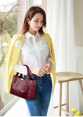 Large Capacity PU Leather Tote Bag Red