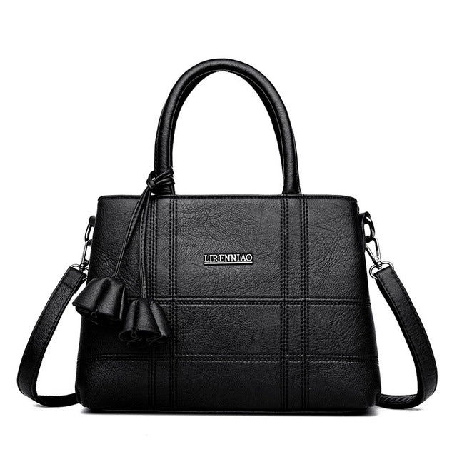 Fashionable Casual PU Leather Handbag Black