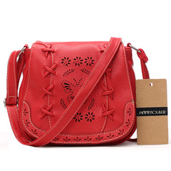 AnnaMouler Floral and Butterfly Hollow Out Design Crossbody Bag Red