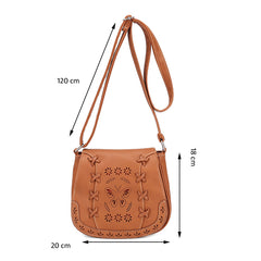 AnnaMouler Floral and Butterfly Hollow Out Design Crossbody Bag Brown