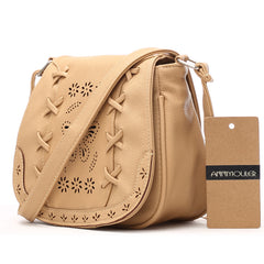AnnaMouler Floral and Butterfly Hollow Out Design Crossbody Bag Beige