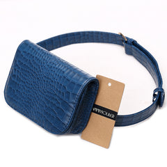 Adjustable Alligator Pattern Women Waist Pack Blue