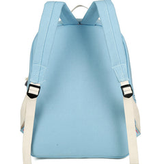 Casual Canvas Cartoon Backpack Set Light Blue