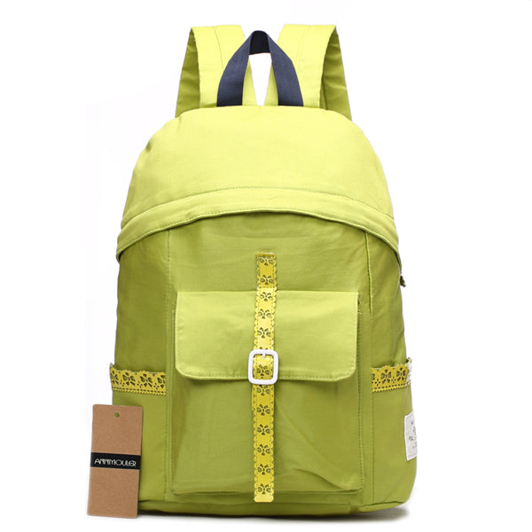 Annmouler Backpack for Women Large Capacity School Bag High Quality Canvas Rucksack Lace Laptop Backpacks Candy Color Daypack