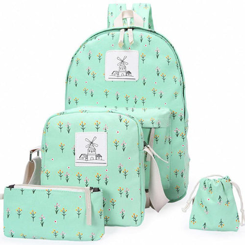 AnnaMouler Designer Casual Canvas Backpack Light Green