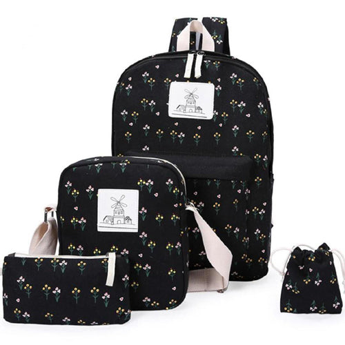 AnnaMouler Designer Casual Canvas Backpack Black