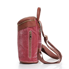 High Quality Solid Flannel Backpack Pink