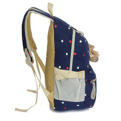 AnnaMouler Preppy Style Floral Print School Bag Blue