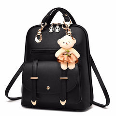 AnnaMouler Student Book Bag with Bear Black
