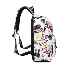 Cartoon Print High Quality Nylon Backpack Beige