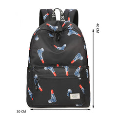 Cartoon Print High Quality Nylon Backpack Black