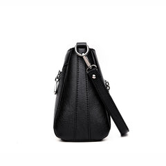AnnaMouler Elegant PU Leather Patchwork Female Sling Bag Black