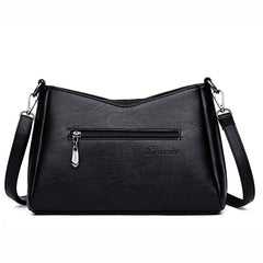 AnnaMouler Elegant PU Leather Patchwork Female Sling Bag Black