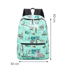 AnnaMouler Eiffel Tower Print Student School Bag Green