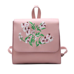 Floral Embroidery Style Women Backpack Pink