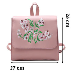 Floral Embroidery Style Women Backpack Pink