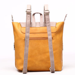 New Fashion PU Leather Patchwork Backpack Yellow